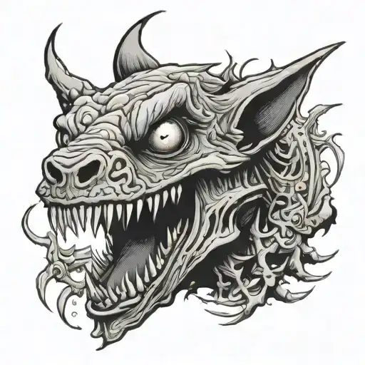 Cryptid zombie Chupacabra tattoo design idea