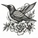 fleur crane bird tattoo design idea