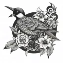 fleur crane bird tattoo design idea
