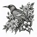 fleur crane bird tattoo design idea