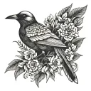 fleur crane bird tattoo design idea