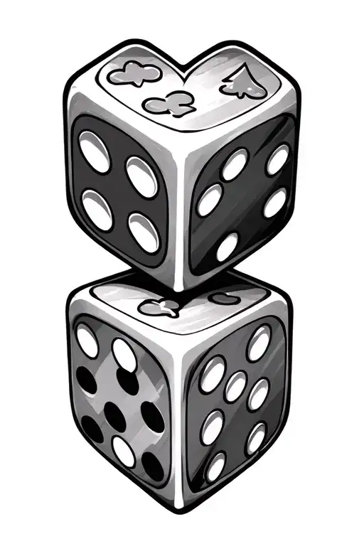 heart dice symbolizing the gamble tattoo design idea
