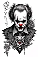 combination between pennywise and joker tattoo design idea