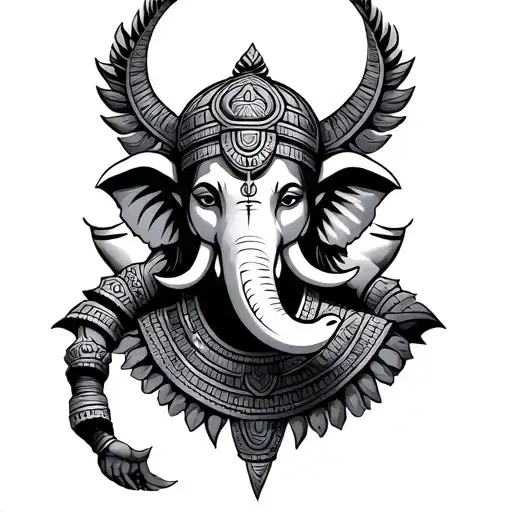 Aztec lord ganesha tattoo design idea