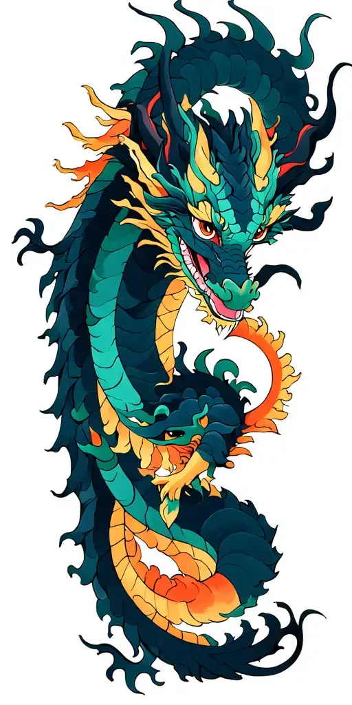 elemental chimera dragon tattoo design idea