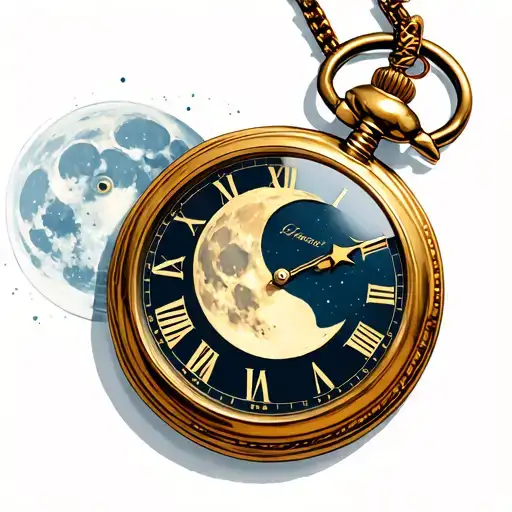 I want to make moons and make them and a pocket watch with a man tattoo design idea