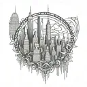 nyc skyline technology and binary tattoo design idea