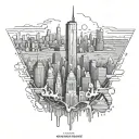 nyc skyline technology and binary tattoo design idea