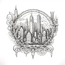 nyc skyline technology and binary tattoo design idea