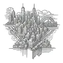 nyc skyline technology and binary tattoo design idea