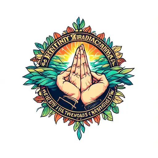 Serenity Prayer hands holding tattoo design idea