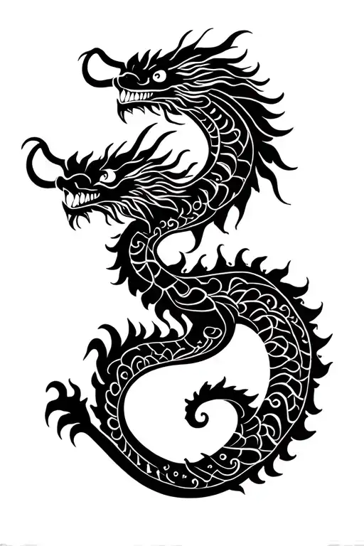 Dragon and Hmong traditional patterns integrated tattoo design idea