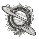 planet saturn with inside a reference to Adele the singer tattoo design idea