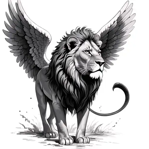 Lion With Angel Wings tattoo design idea