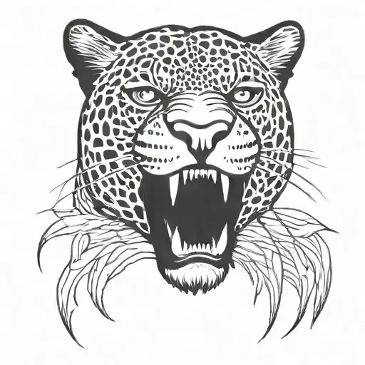  panther head tradtional american style tattoo design idea