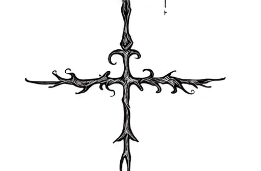 "Cross with the word injuries" tattoo design idea