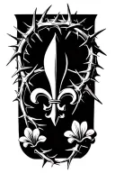crown of thorns and Fleur de lis symbol incorporated tattoo design idea