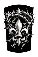 crown of thorns and Fleur de lis symbol incorporated tattoo design idea
