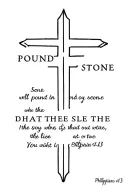 pound the stone, cross, bible verse philippians 4:13 tattoo design idea