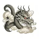 asian dragon with clouds tattoo design idea