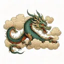 asian dragon with clouds tattoo design idea