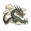 asian dragon with clouds tattoo design idea