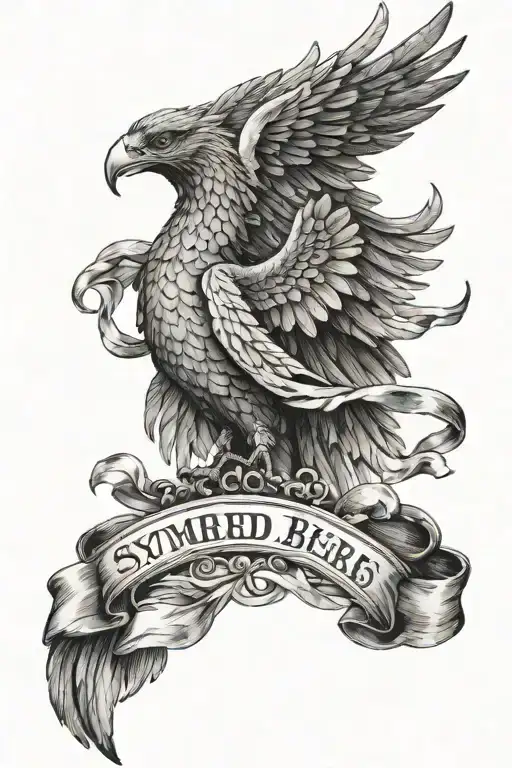 liver bird wings spread with a banner tattoo design idea