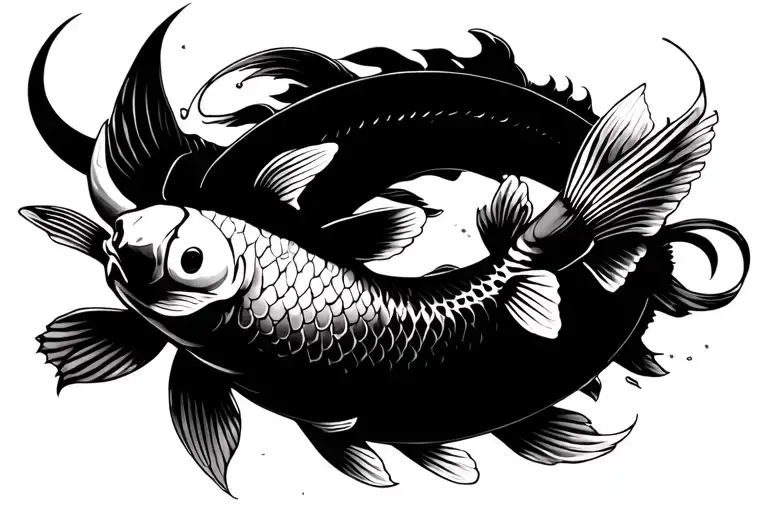 koi carp vs hornet tattoo design idea