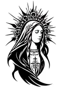 Gothic inspired virgin mary sleeve with christian motifs tattoo design idea