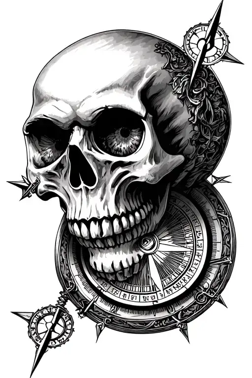 posiedon evil eye skull compass  tattoo design idea
