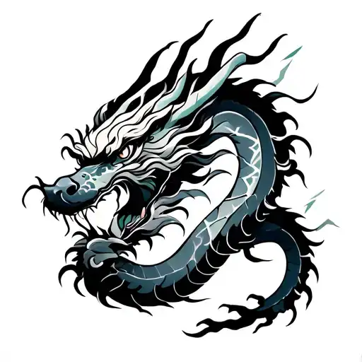 chinesa com um guerreiro chines Dragon small with lightning tattoo design idea
