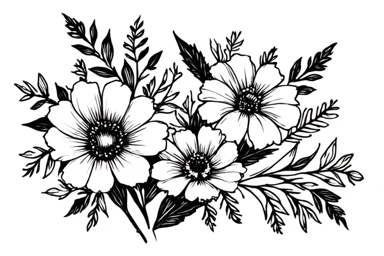 august and september birth flower tattoo design idea
