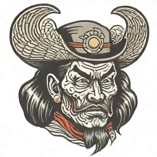 cowboy namakubi severed head tattoo design idea