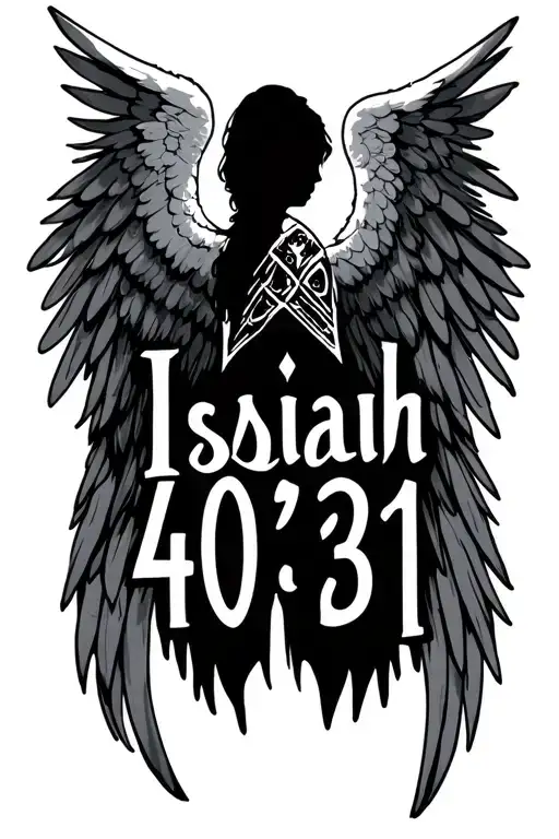 "Isaiah 40:31" angel wings tattoo design idea