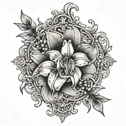 Lillie's and rosary beads tattoo design idea