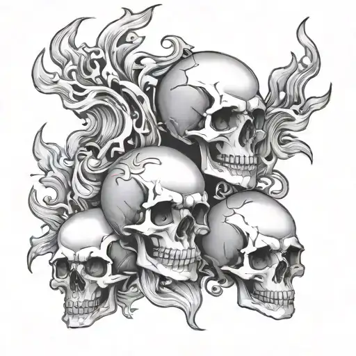 Skulls And Flames tattoo design idea