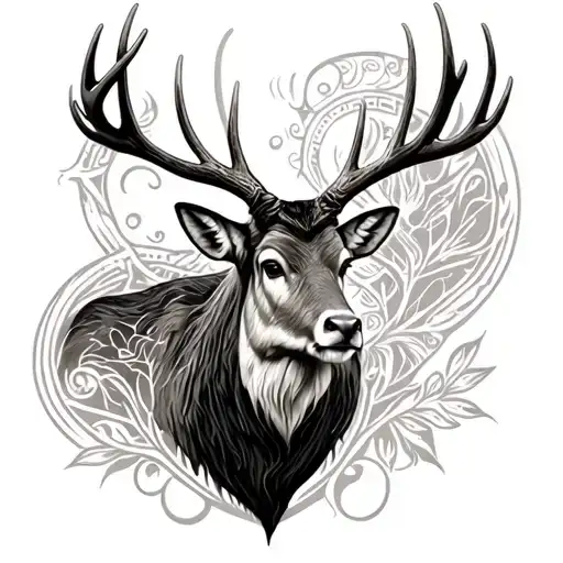 Scottish stag tattoo design idea
