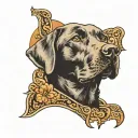 black lab looking up with brown eyes  tattoo design idea