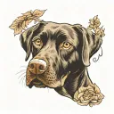 black lab looking up with brown eyes  tattoo design idea