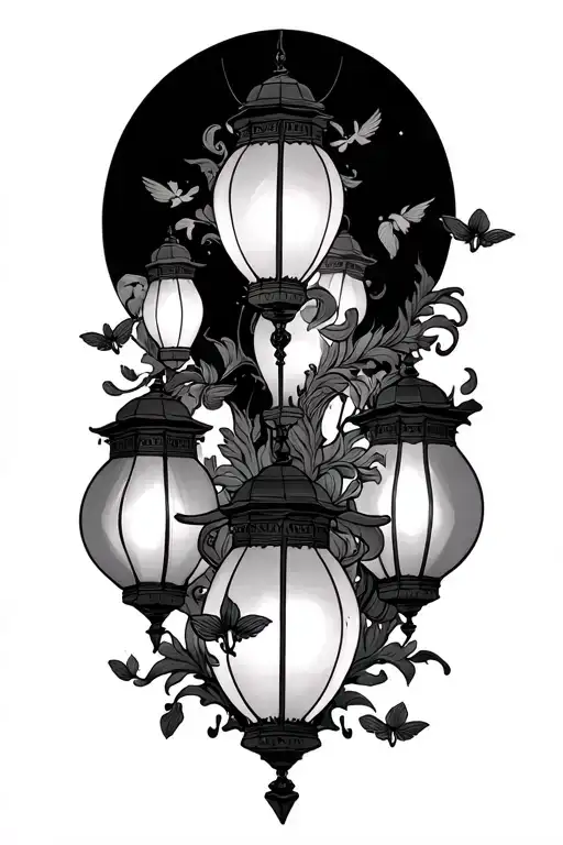 Adeles love is a game lanterns flying tattoo design idea