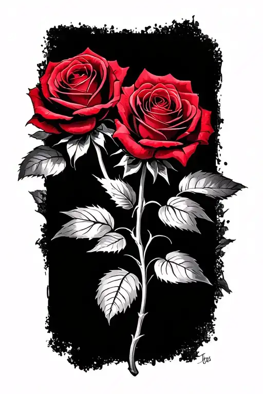 ken carson red Roses stem tattoo design idea