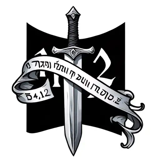 A tattoo representing a sword whose blade is replaced entirely by the Hebrew biblical verse 4:12, written in B tattoo design idea