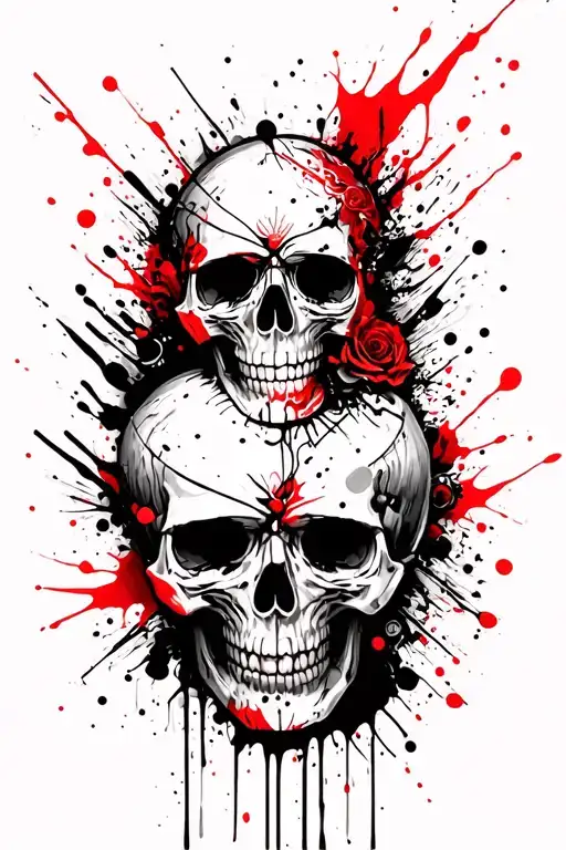 Skulls with Maya tattoo design idea
