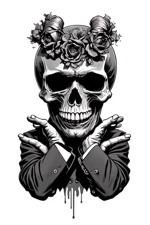 See no evil speak no evil hear no evil gangster skull tattoo design idea