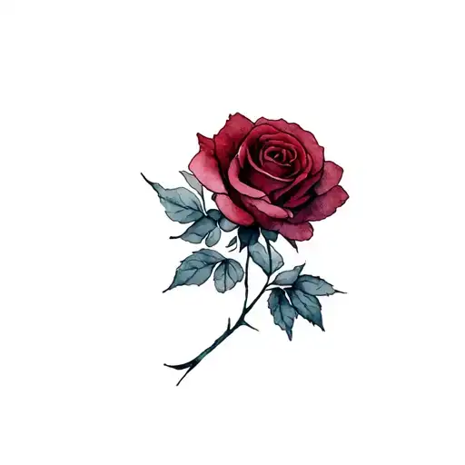 burgundy knitted rose tattoo design idea