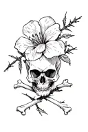 viking skull and bones flower hell barbed wire tattoo design idea