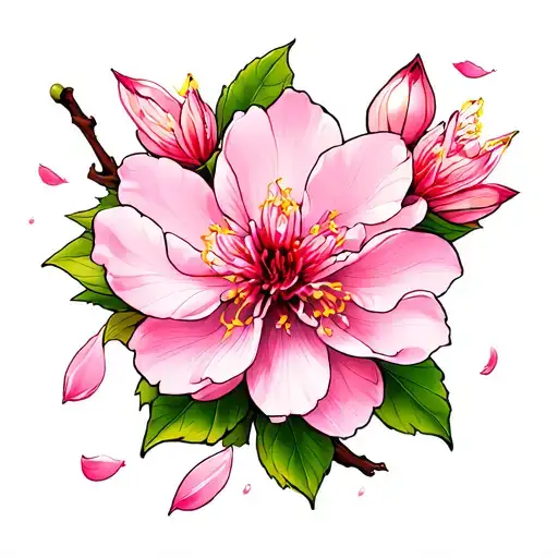 cherry blossom petals tattoo design idea