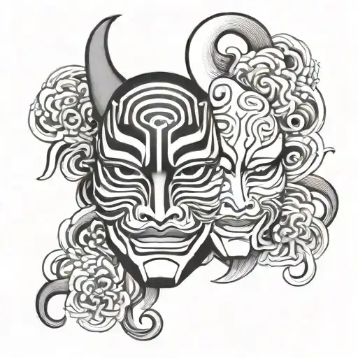 Kabuki Mask tattoo design idea