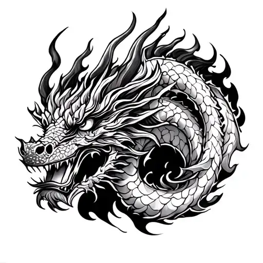 Dragon, Fire and Cílo tattoo design idea