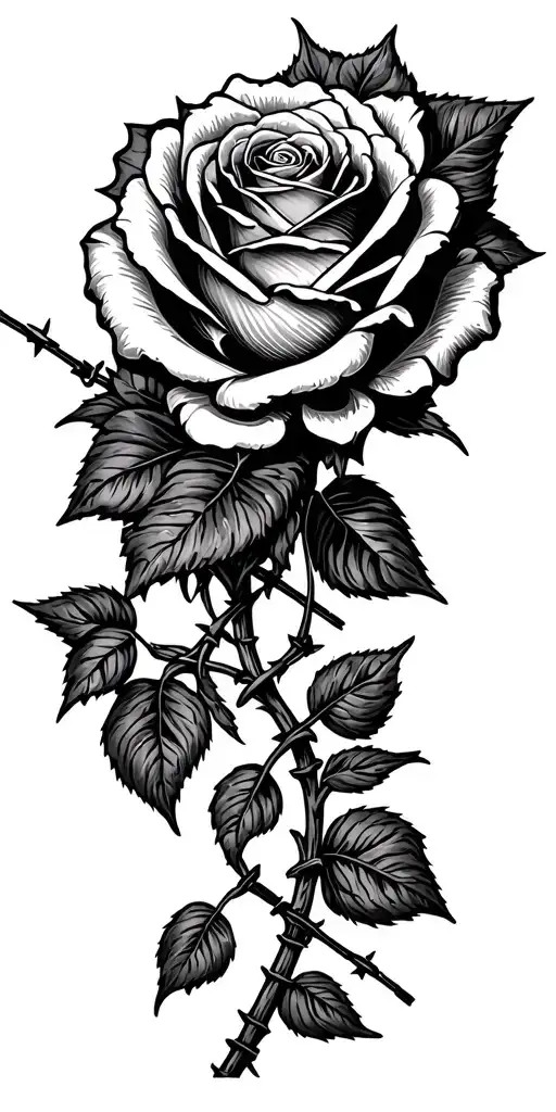 rose and barbed wire tattoo design idea